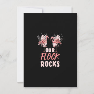 Invitación Our Flock Rocks Funny Flamingo Animal Family Humor