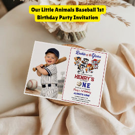 Invitación Our Little Animals Baseball 1st Birthday Party