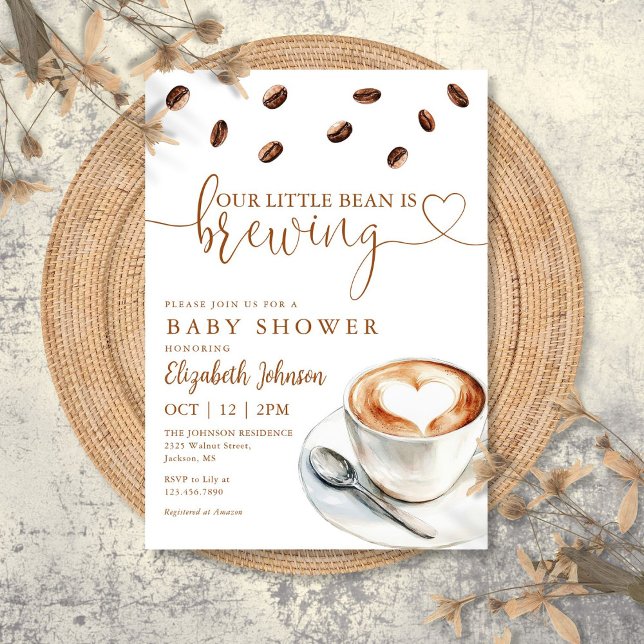 Invitación Our Little Bean Is Brewing Coffee Baby Shower (Our Little Bean Is Brewing Coffee Baby Shower Invitation)