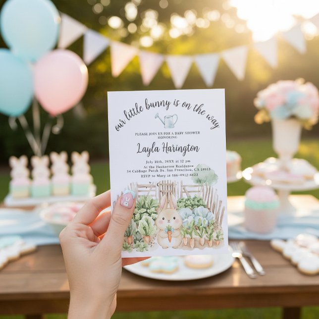 Invitación Our Little Bunny Is On The Way Garden Baby Shower (Subido por el creador)