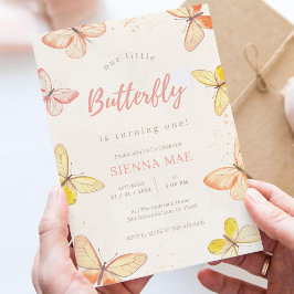 Invitación Our Little Butterfly Buttercream 1st Birthday