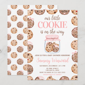 Invitación Our Little Cookie Pink Baby Shower