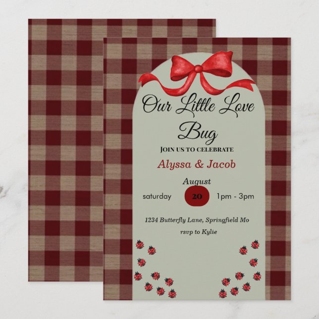 Invitación Our Little Love Bug Baby Shower Invitation  (Anverso / Reverso)