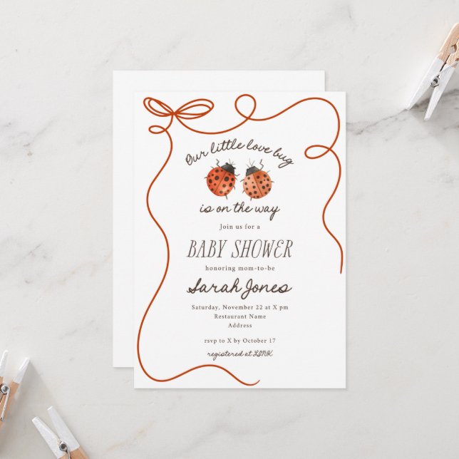 Invitación Our Little Love Bug Baby Shower Invitation (Anverso/Reverso In Situ)