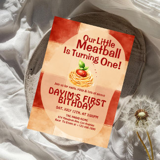 Invitación Our Little Meatball Is Turning One 1st Birthday 