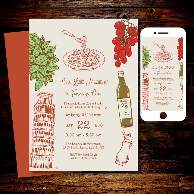 Invitación Our little meatball is turning one 1st Birthday  (Subido por el creador)