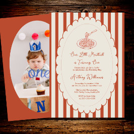 Invitación Our little meatball is turning one Photo Birthday 