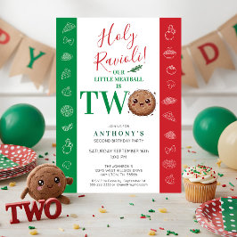 Invitación Our Little Meatball is Two Birthday Party