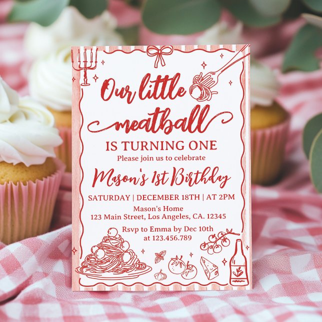 Invitación Our Little Meatball Italian Birthday Party (Subido por el creador)