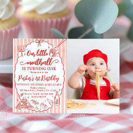 Invitación Our Little Meatball Italian Birthday Party Photo
