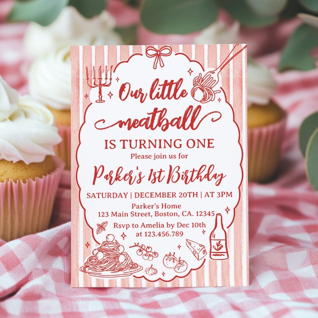 Invitación Our Little Meatball Italian Pasta Birthday Party (Subido por el creador)