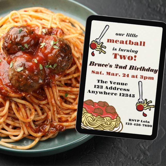 Invitación Our Little Meatball, Spaghetti, Birthday (Subido por el creador)