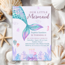 Invitación Our Little Mermaid Birthday Party Pink