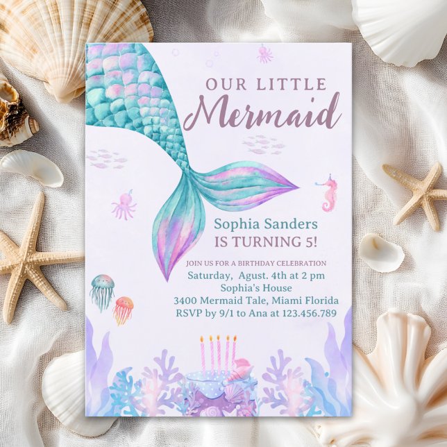 Invitación Our Little Mermaid Birthday Party Pink (Subido por el creador)