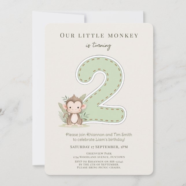 Invitación Our Little Monkey 2nd Birthday invitation (Anverso)