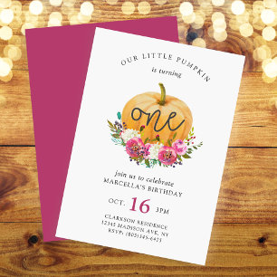 Invitación Our Little Pumpkin Fall Floral