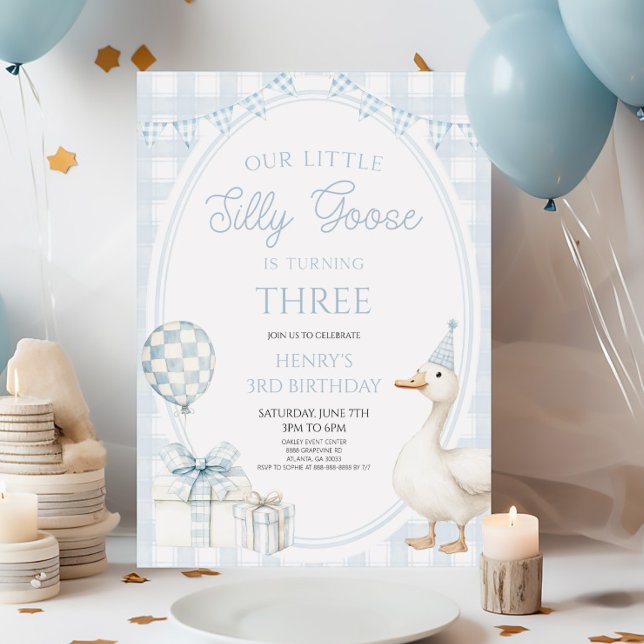 Invitación Our Little Silly Goose Blue Birthday Party (Subido por el creador)