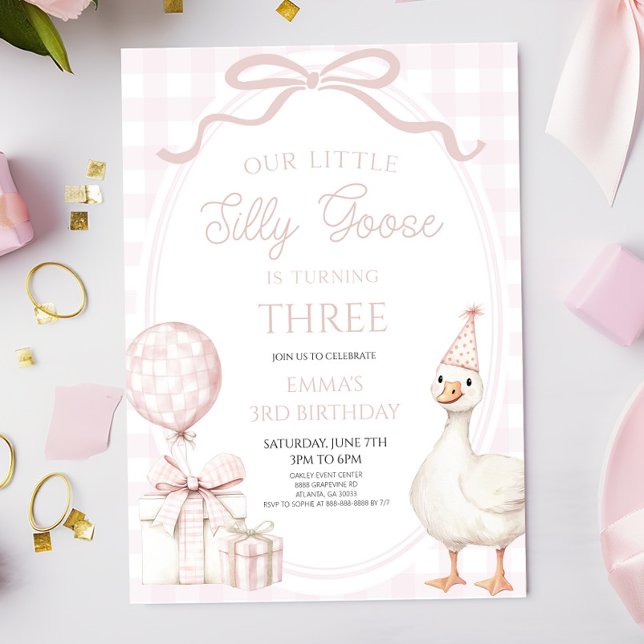 Invitación Our Little Silly Goose Pink Birthday Party (Subido por el creador)