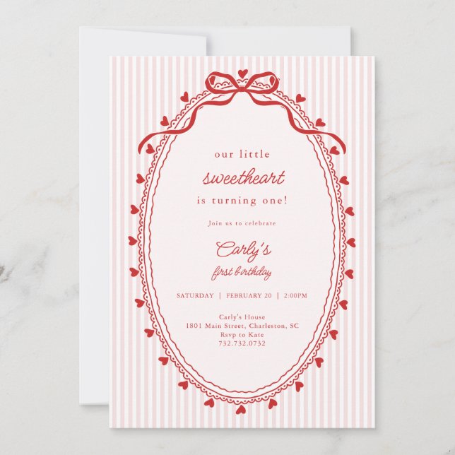 Invitación Our Little Sweetheart Birthday (Anverso)