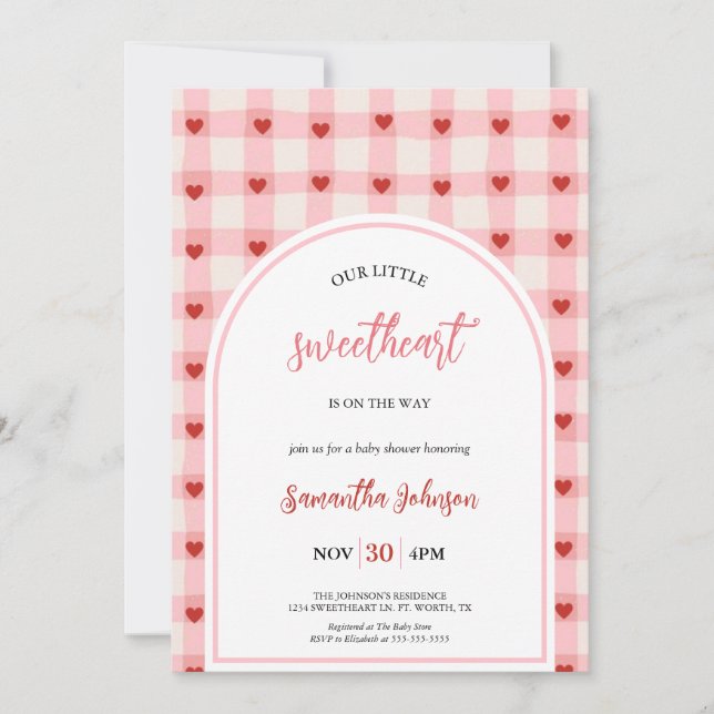 Invitación Our Little Sweetheart Cute Valentine Baby Shower  (Anverso)