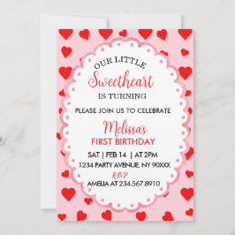 Invitación Our Little Sweetheart First Birthday Invitation.