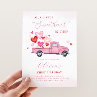 Invitación Our Little Sweetheart Is One Valentines Birthday