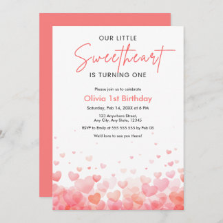 Invitación Our Little Sweetheart is Turning One 1st Birthday 