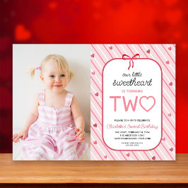 Invitación Our Little Sweetheart Is Two Photo Birthday