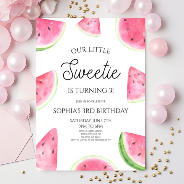 Invitación Our Little Sweetie Pink Watermelon Birthday Party (Subido por el creador)
