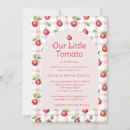Invitación Our Little Tomato Baby Shower Invitation Pink