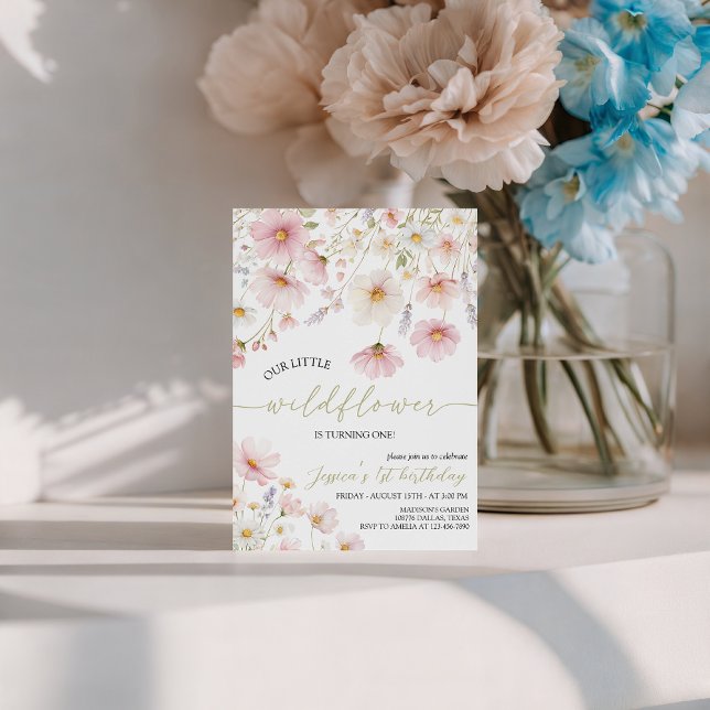 Invitación Our Little Wildflower 1st Birthday Invite (Subido por el creador)
