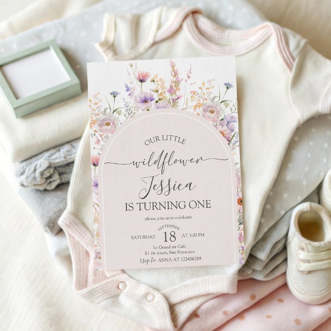 Invitación Our Little Wildflower 1st Birthday Invite (Subido por el creador)