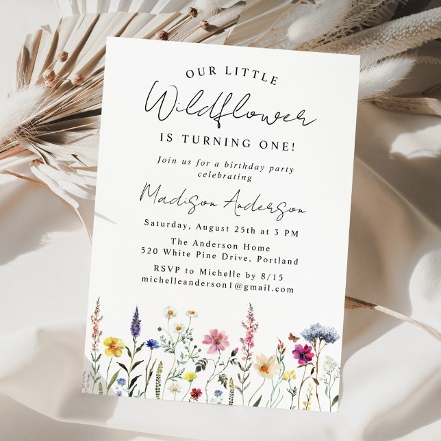Invitación Our Little Wildflower 1st Birthday Party (Subido por el creador)