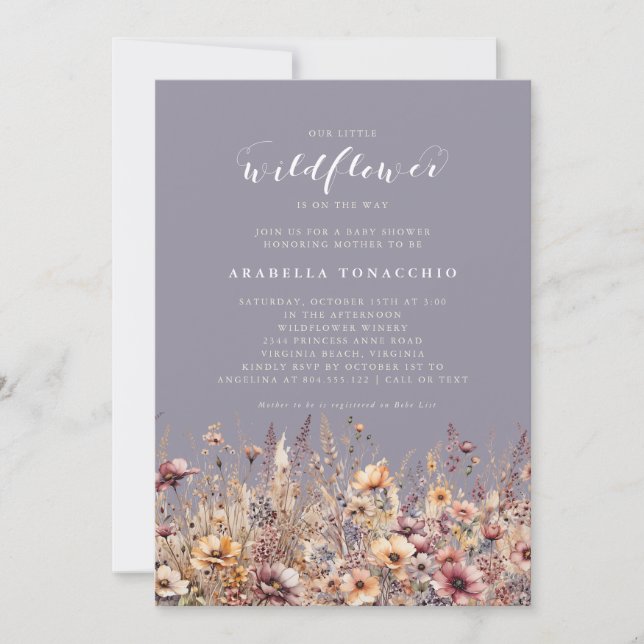 Invitación Our Little Wildflower Fall Floral Baby Shower (Anverso)