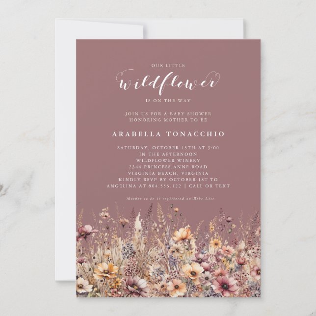 Invitación Our Little Wildflower Fall Floral Baby Shower (Anverso)