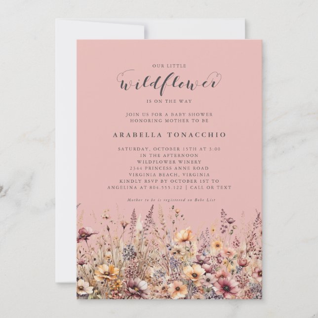 Invitación Our Little Wildflower Fall Floral Baby Shower (Anverso)