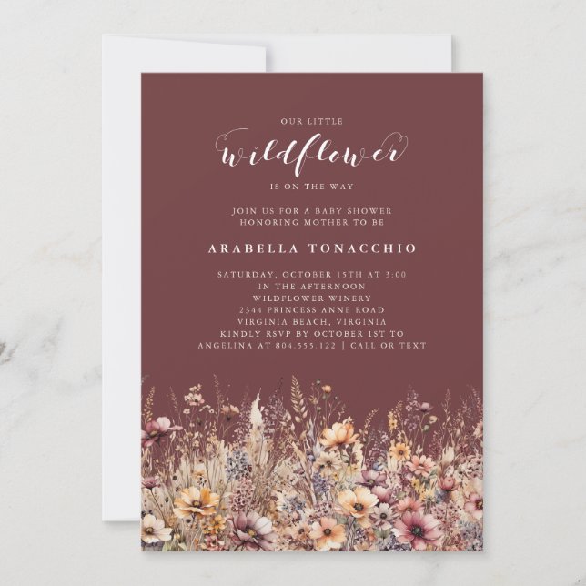 Invitación Our Little Wildflower Fall Floral Baby Shower (Anverso)