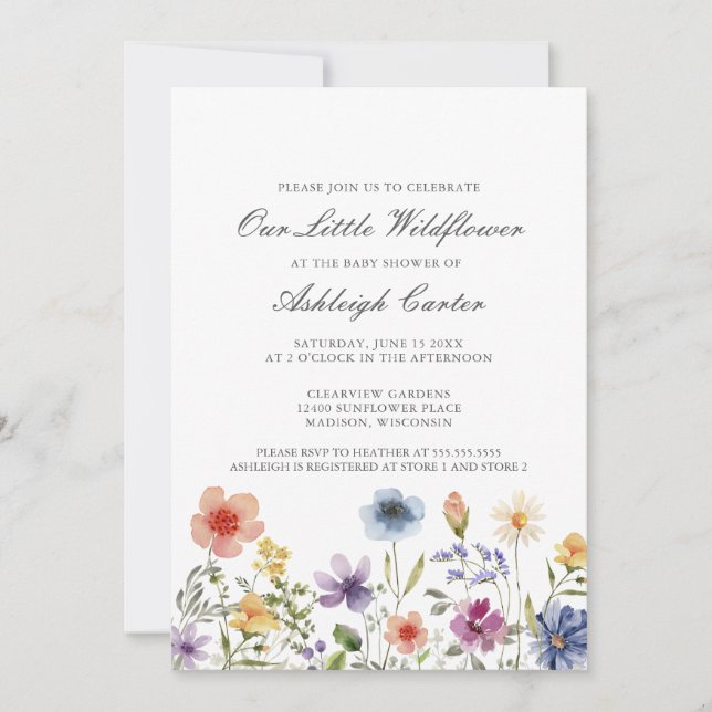 Invitación Our Little Wildflower Pretty Spring Baby Shower (Anverso)