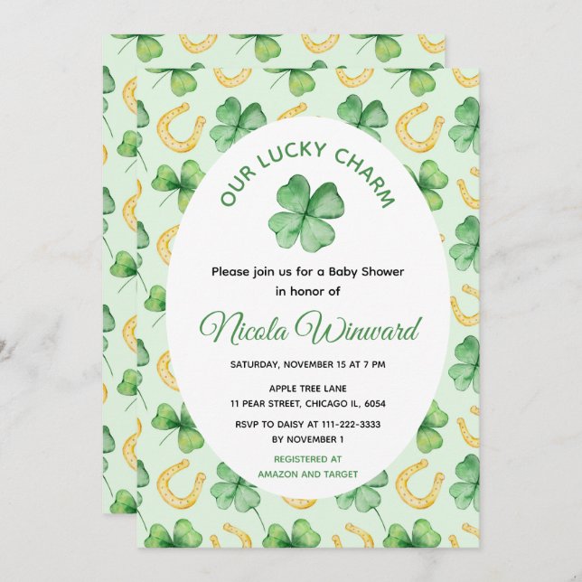 Invitación Our Lucky Charm St Patrick's Baby Shower (Anverso / Reverso)