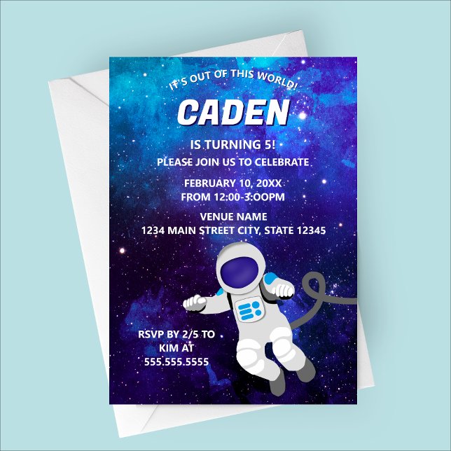 Invitación Out of This World Space Birthday Invitation (Astronaut Themed Birthday Party Invitation)