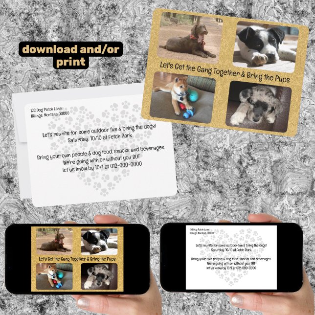 Invitación Outdoor Party Invitation Four Replaceable Photos (outdoor invitation with four replaceable photos and downloadable)