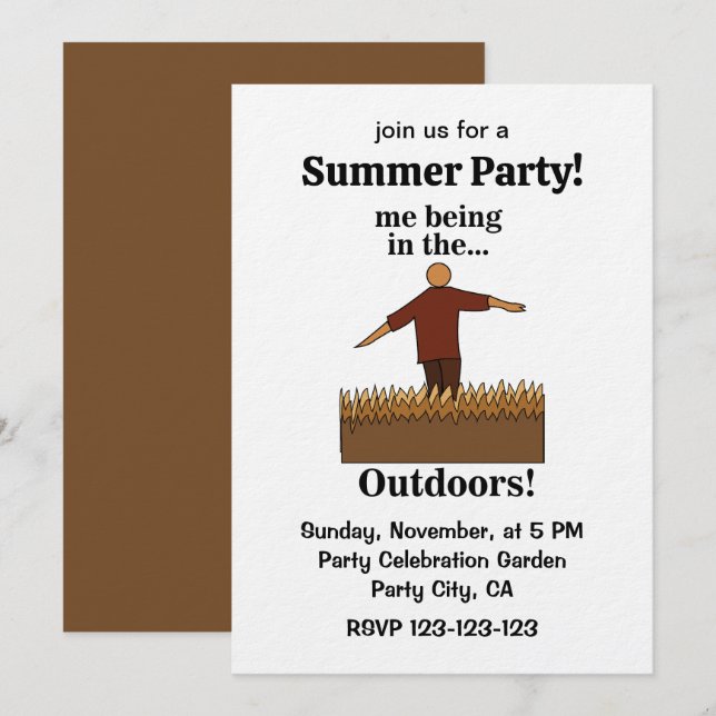 Invitación Outdoors Nature Fun Summer Party (Anverso / Reverso)