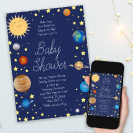 Invitación Outer Space Baby Shower Galaxy Universe Stars