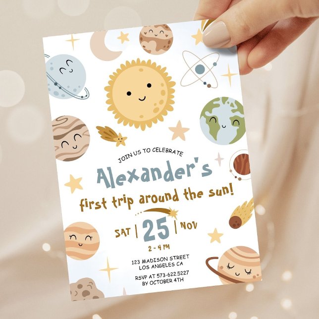 Invitación Outer Space Birthday First Trip Around The Sun  (Subido por el creador)