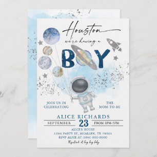 Invitación Outer Space Boy Baby Shower Galaxy Baby Shower