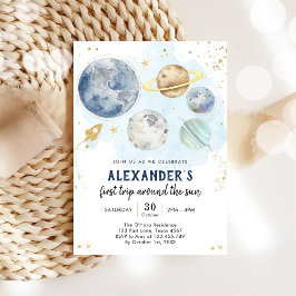 Invitación Outer Space First Trip Around the Sun 1st Birthday