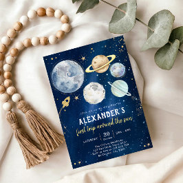 Invitación Outer Space First Trip Around the Sun 1st Birthday