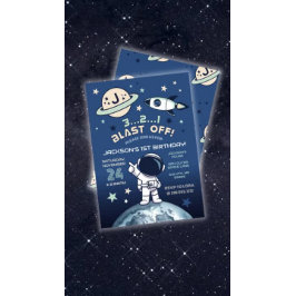 Invitación Outer Space Out of this World 1st Birthday