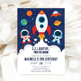 Invitación Outer Space Planets Astronaut Boy Birthday