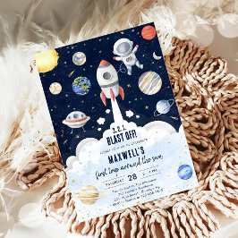 Invitación Outer Space Planets Astronaut Boy Birthday
